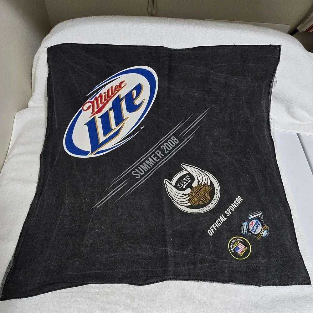 VTG Harley‎ Davidson Handkerchief Bandana 21x21 Eagle Flag + Miller Lite Bandana